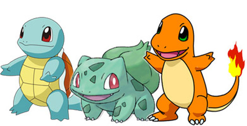 Pokémon Iniciais de Kanto: Squirtle, Bulbasaur e Charmander